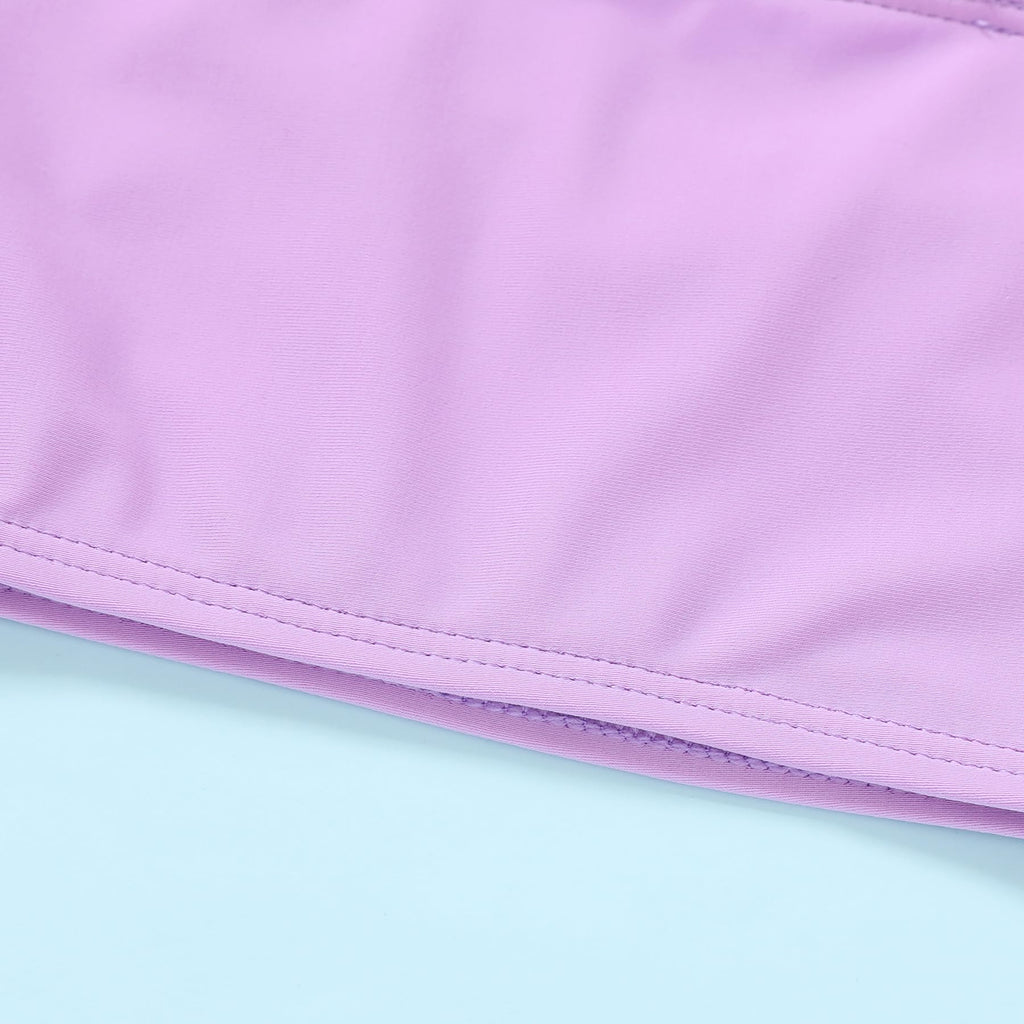 YOUNGER TREE Toddler Girls Two Pieces Swimsuit Color Block Stripe Swimwear Summer Beach Bathing Suit 18M-5T(Purple#Flower 2-3T)