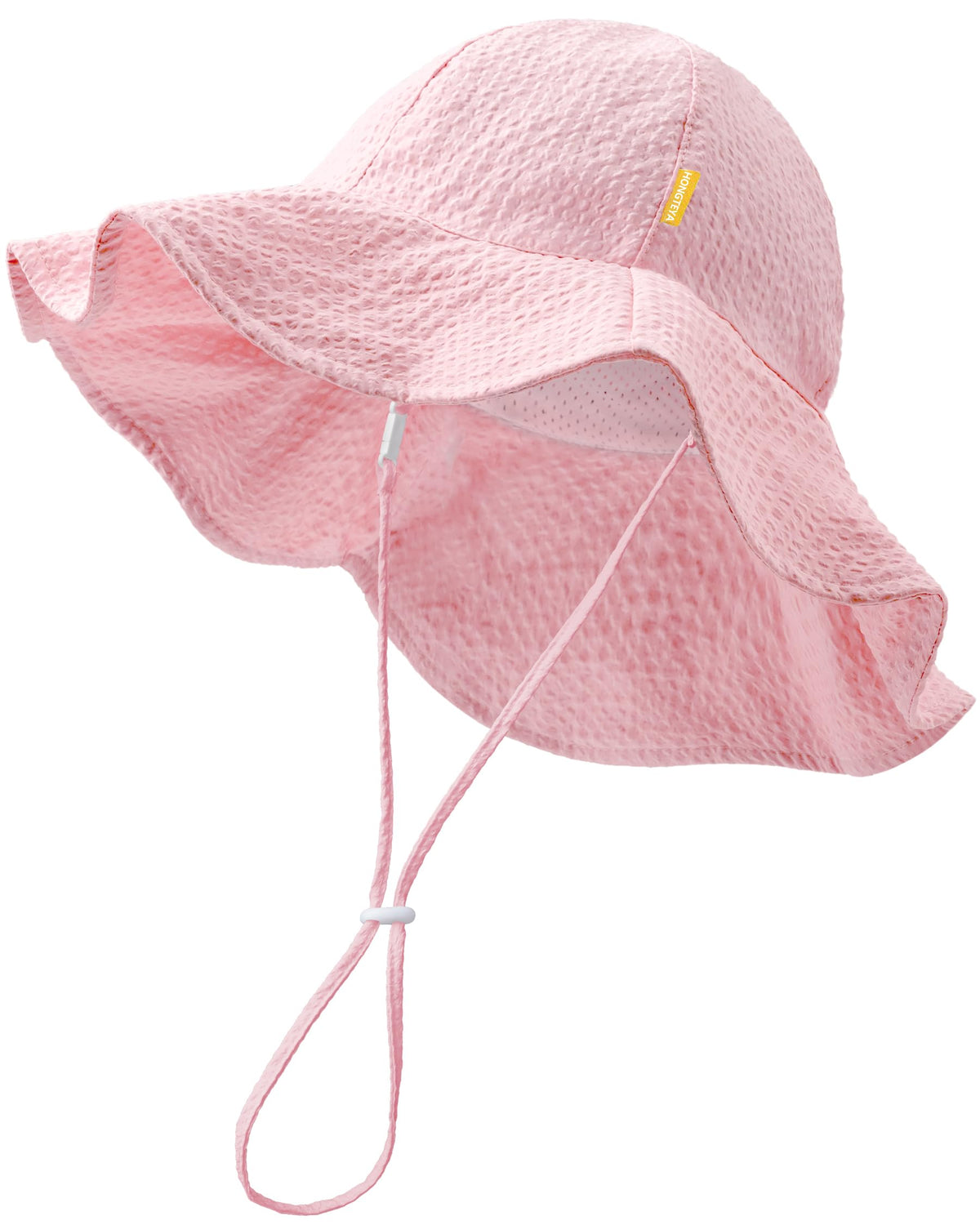Baby Sun Hat Toddler Girl Beach Hat Adjustable Outdoor Summer Hat UPF 50+ Sun Protection Wide Brim Infant Kids (US, Age, 6 Months, 24 Months, Pink/White)