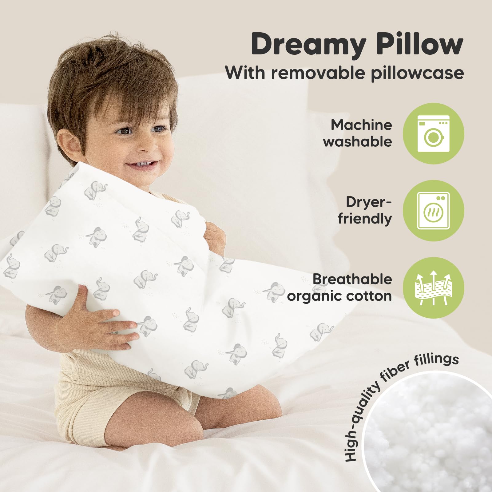 Toddler Pillow with Pillowcase, 13x18 My Little Dreamy Pillow (Elly)