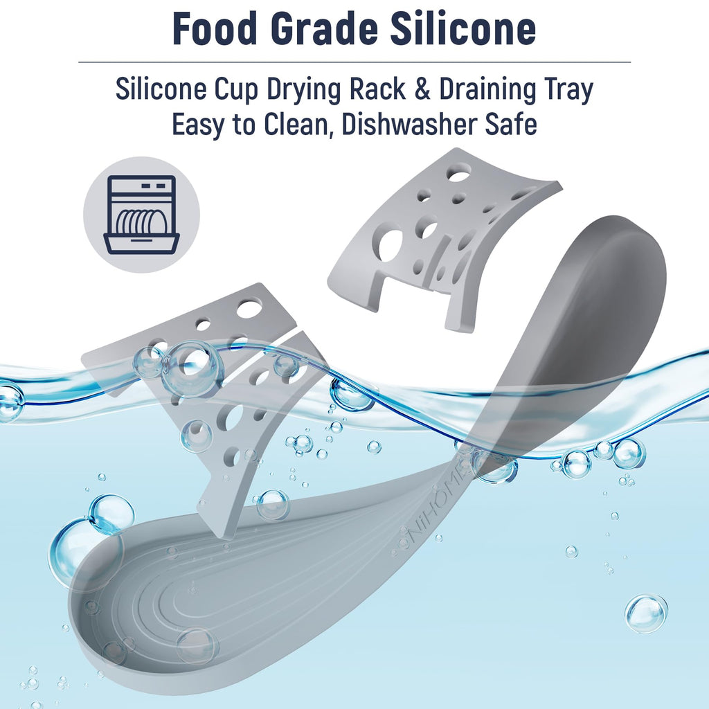 NiHome Silicone Bottle Drying Rack with Drip Tray,Fast-Dry for Stanley YETI