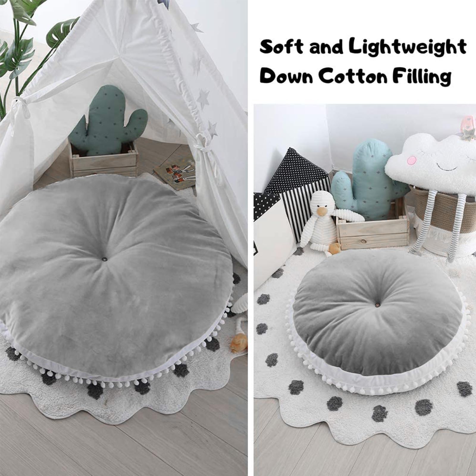 Kishome Large Floor Cushion Seating Circle Kids Floor Pillow for Children