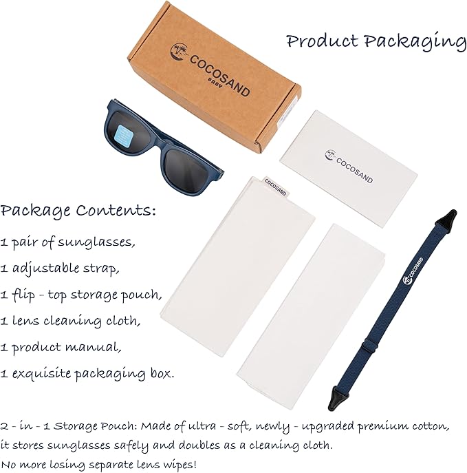 COCOSAND Flexible Baby Sunglasses with Strap Polarized UV Protection for Toddler Infant Newborn Boy Girl Age 0-24 Months
