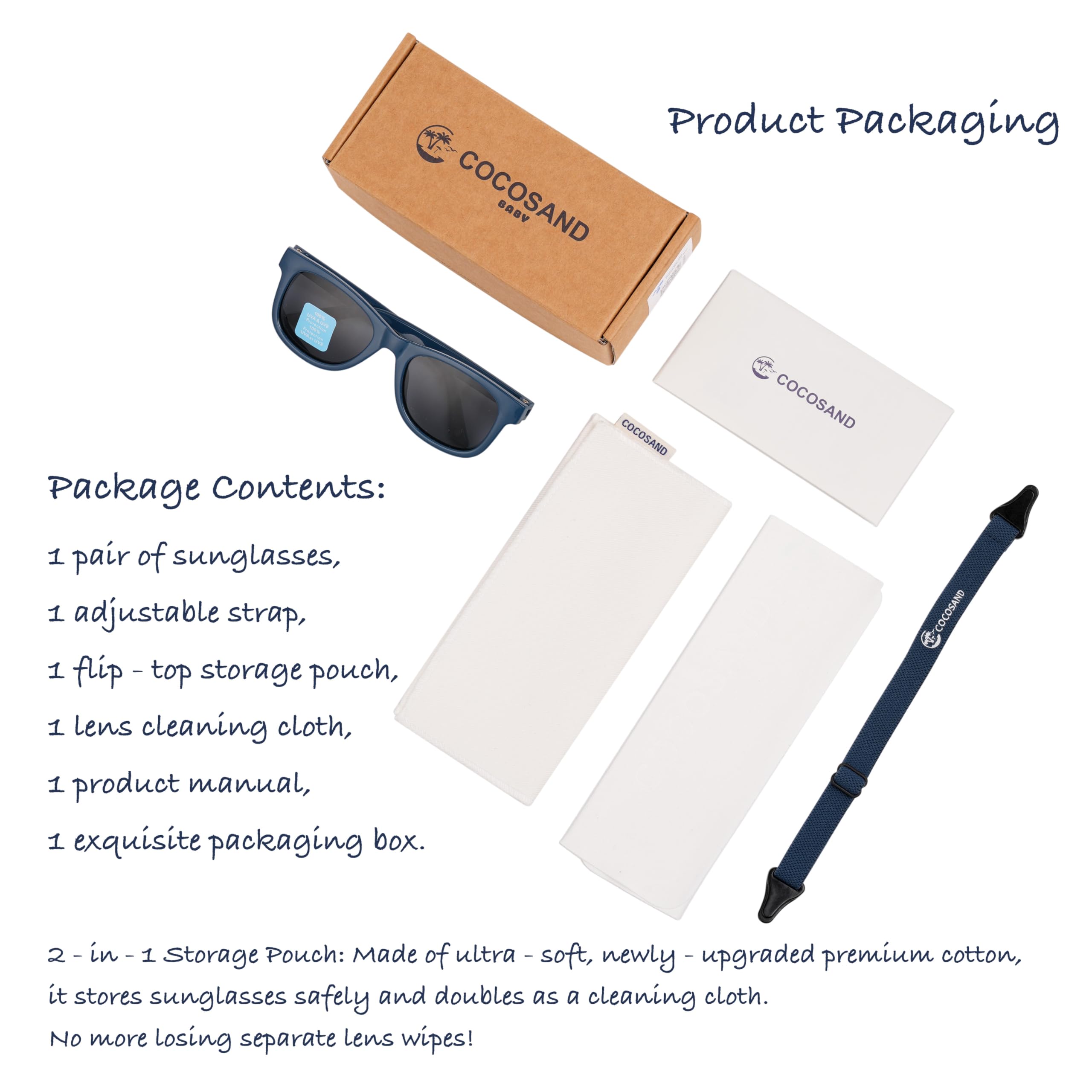 COCOSAND Flexible Baby Sunglasses with Strap Polarized UV Protection for Toddler Infant Newborn Boy Girl Age 0-24 Months