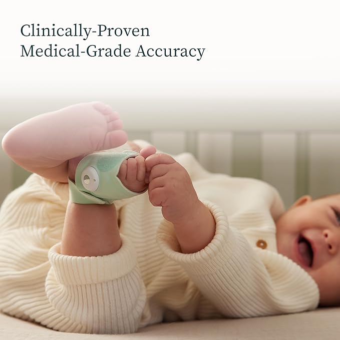 Dream Sock – Smart Wearable Baby Monitor, Infant Pulse Oximeter Tracks Oxygen & Heart Rate | Parents Receive Alerts, Sleep & Health Insights via App | Mint