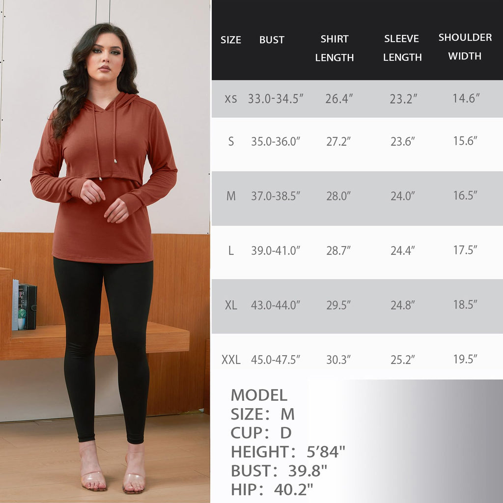 GINKANA Maternity Nursing Clothes Long Sleeve Nursing Hoodie Pullover Lightweight Breastfeeding Sweatshirt,Caramel,M