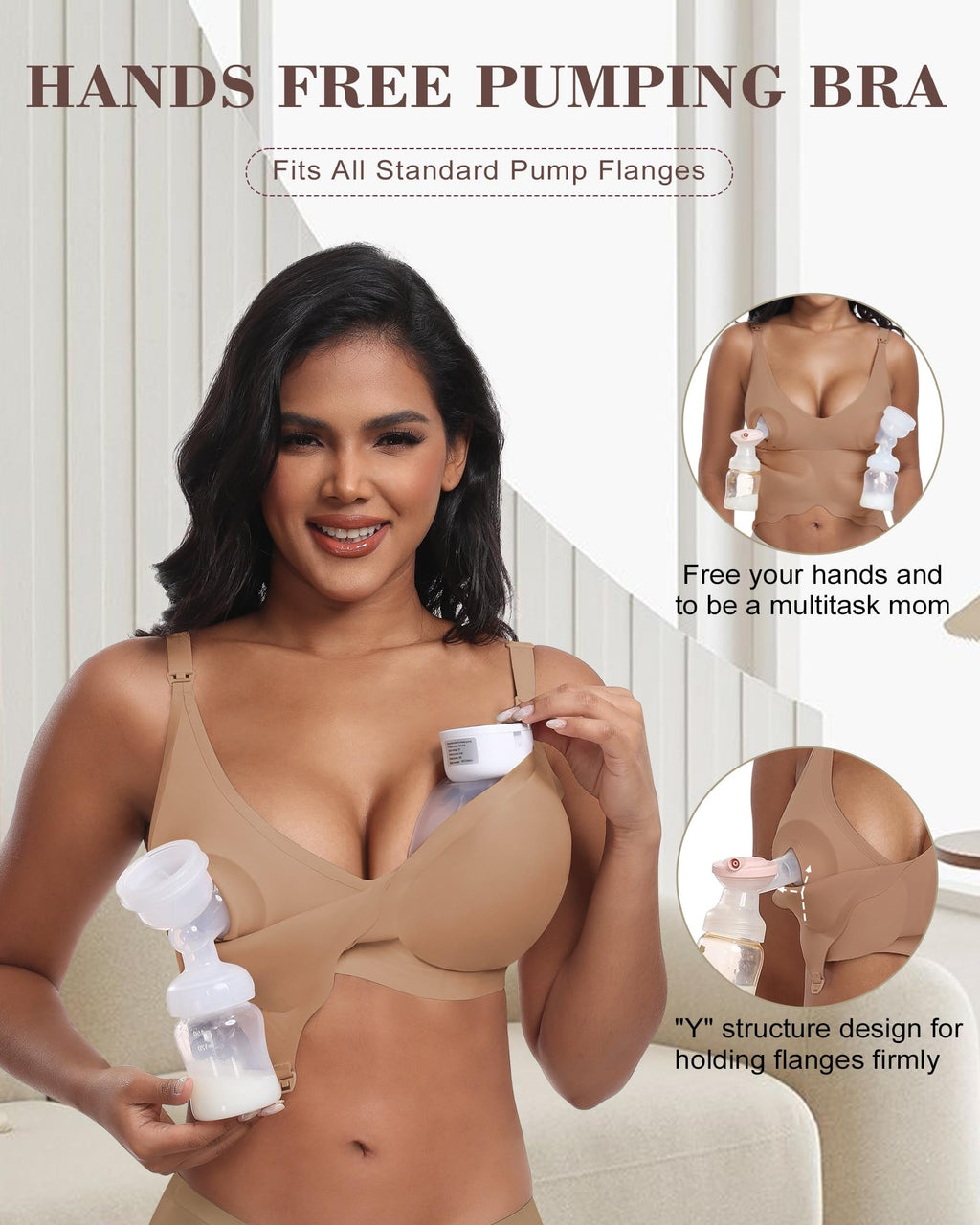 As Fairy Wireless Seamless Pumping Bra Hands Free Nursing Bra Wirefree Comfort Wearable Breast Pump Bra Regular Plus Size (Coral Pink S Plus)