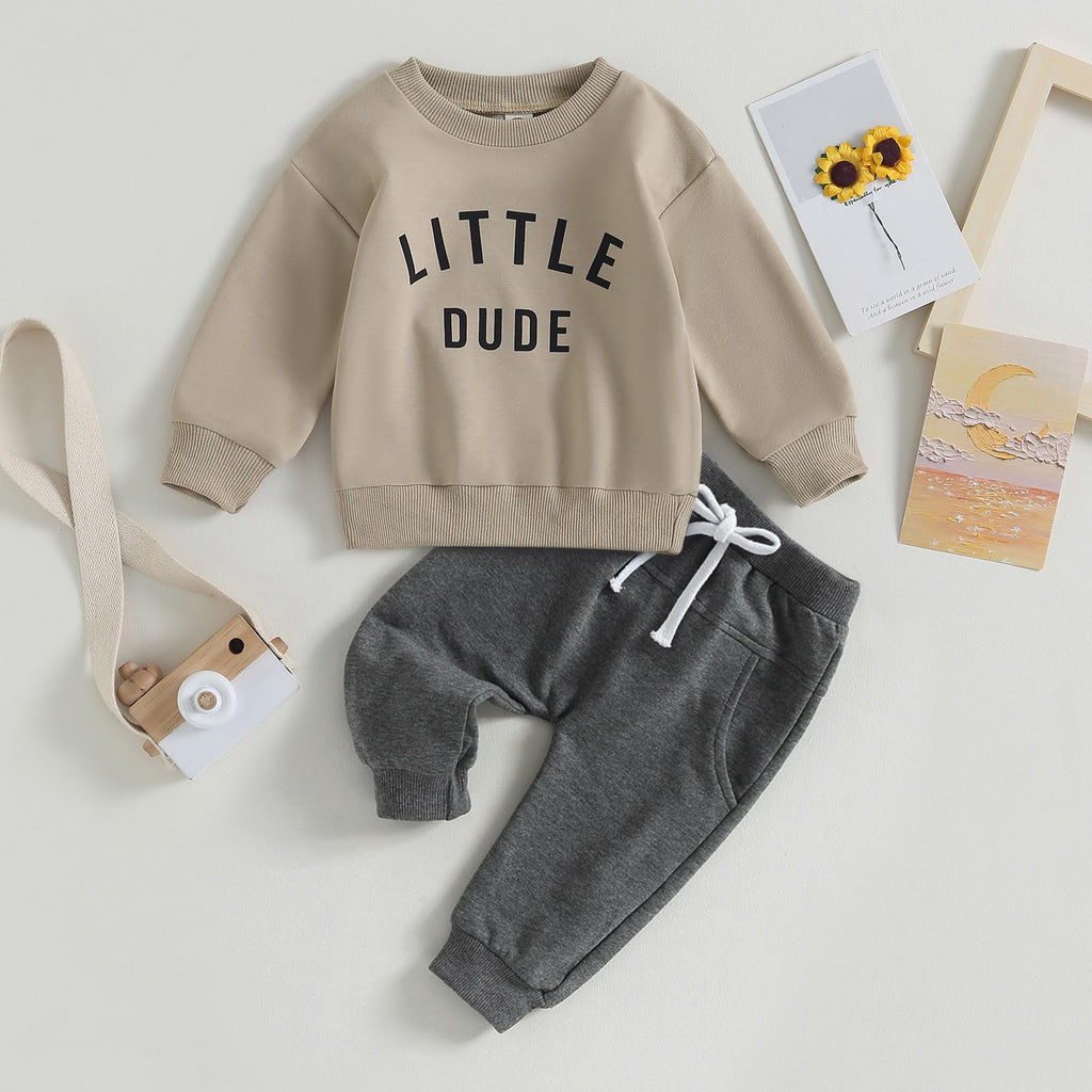 MA&BABY Toddler Baby Boy Clothes Solid Color Sweatshirt Jogger Pants Set