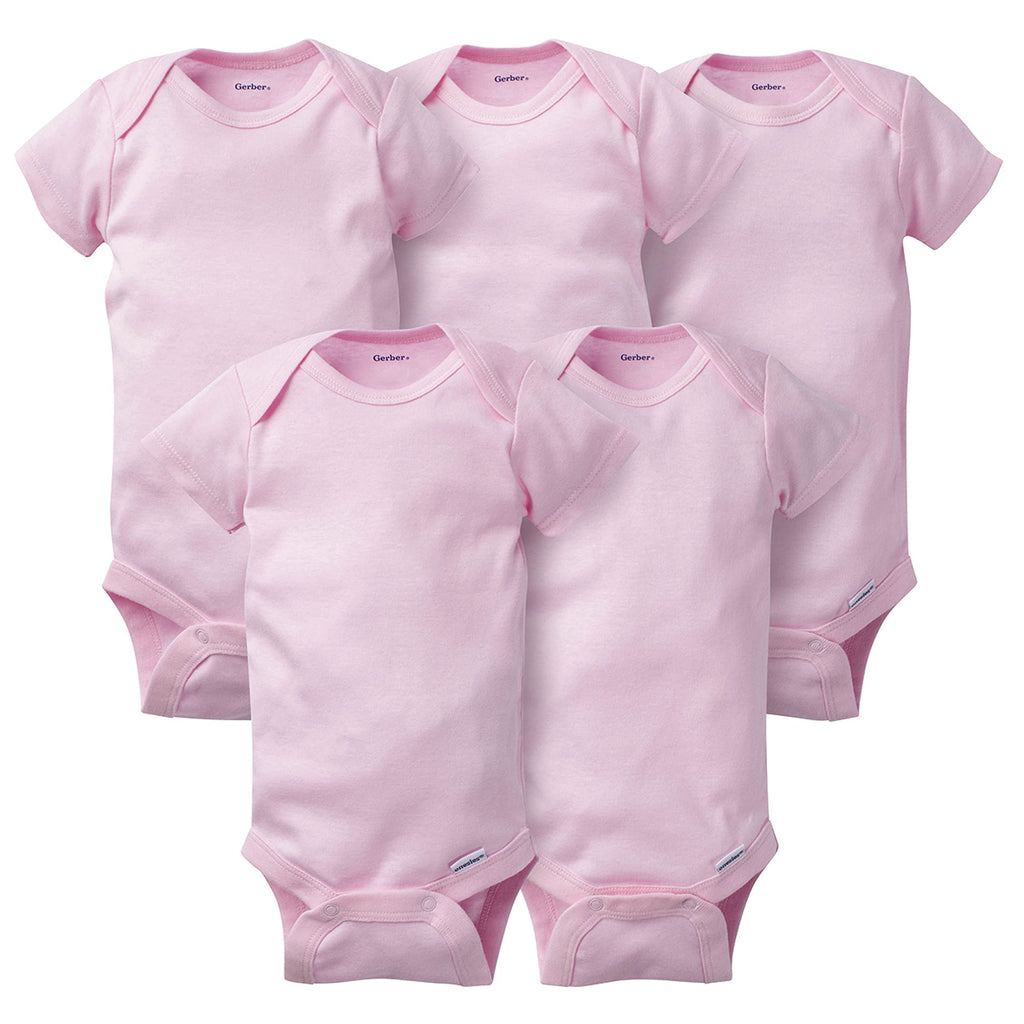 Gerber unisex baby 5-pack Solid Onesies Bodysuits Shirt, Pink, 24 Months US