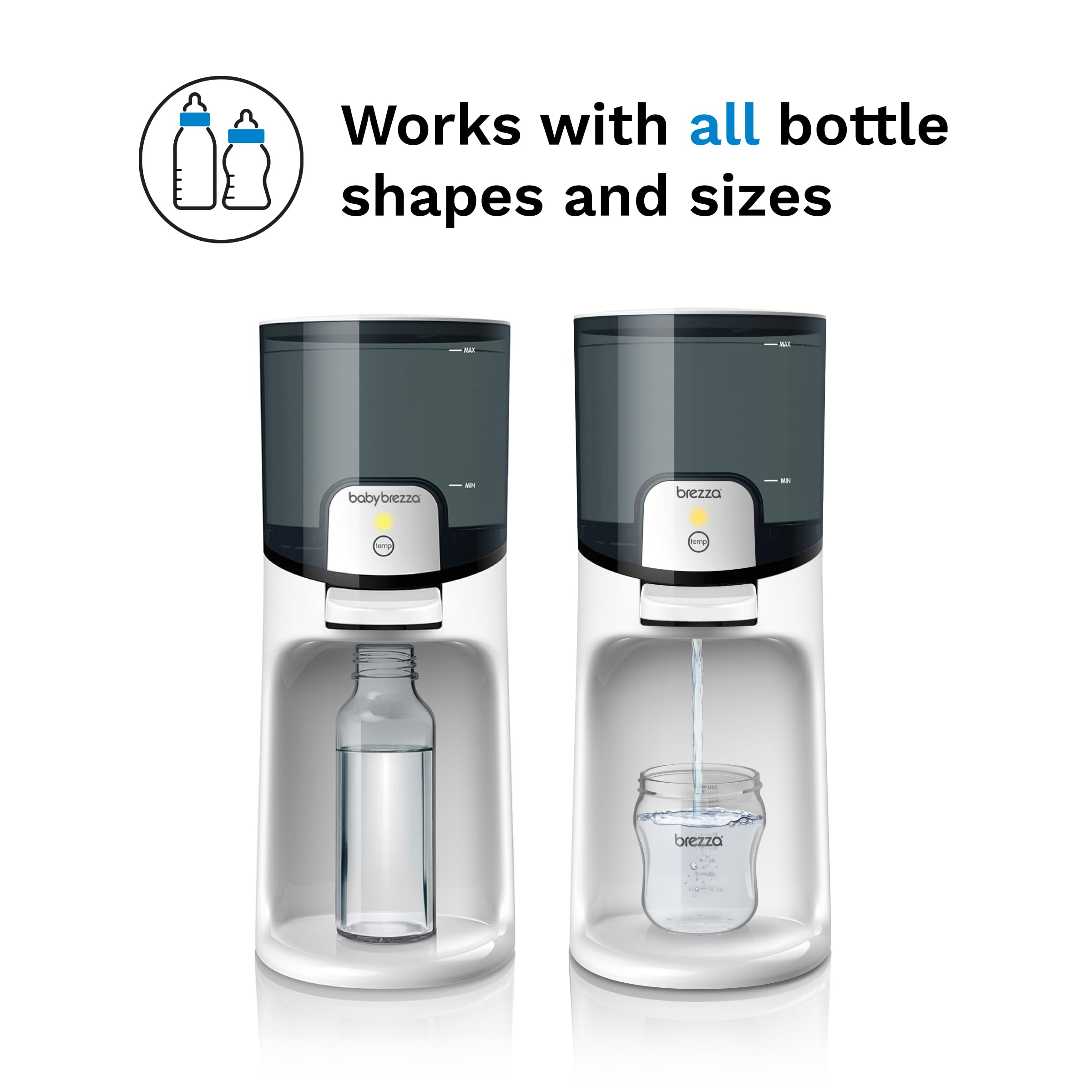 Baby Brezza Instant Baby Bottle Maker with 3 Temperature Settings for Formula Warming, 50oz Tank Capacity, 24/7 Warm Water Dispenser, Electric Kettle Alternative