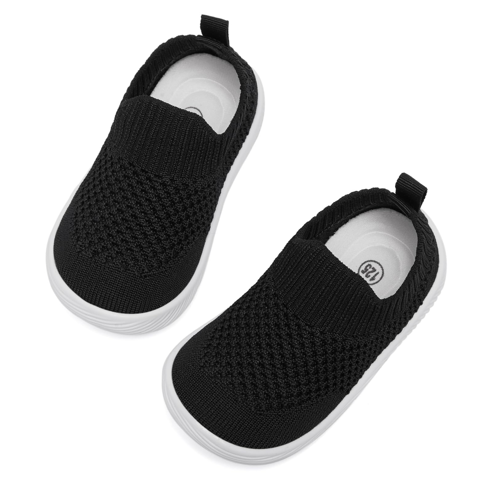 MORENDL Toddler Shoes Baby Walking Sock Shoes Non-Slip Breathable Boys & Girls Sneakers Infant Tennis Shoe Black Size 7