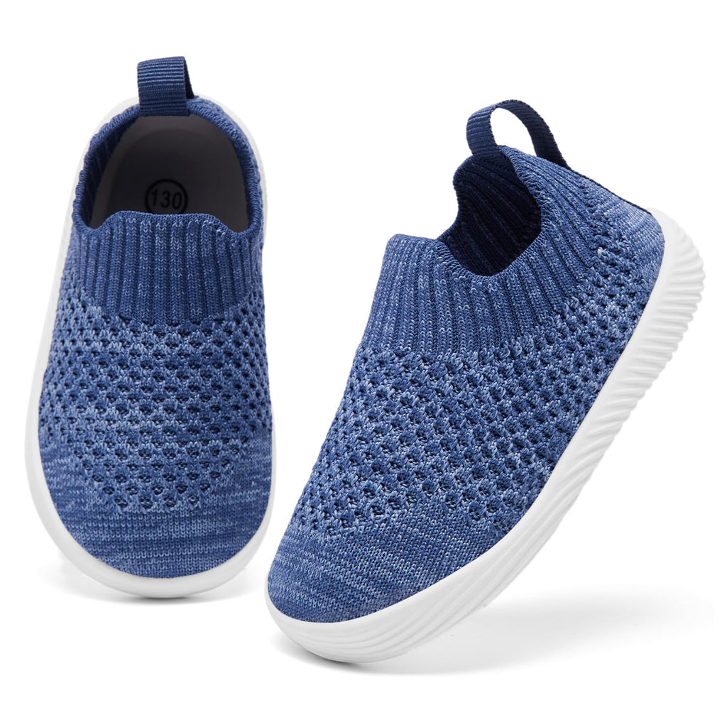 MORENDL Toddler Shoes - Baby Walking Socks - Non-Slip, Breathable - Boys & Girls - Mixed Blue - 6-9 Months