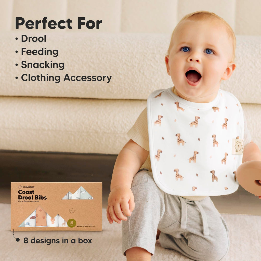 KeaBabies 8-Pack Organic Baby Bibs for Boys, Girls Drool Bibs (Wilderness)