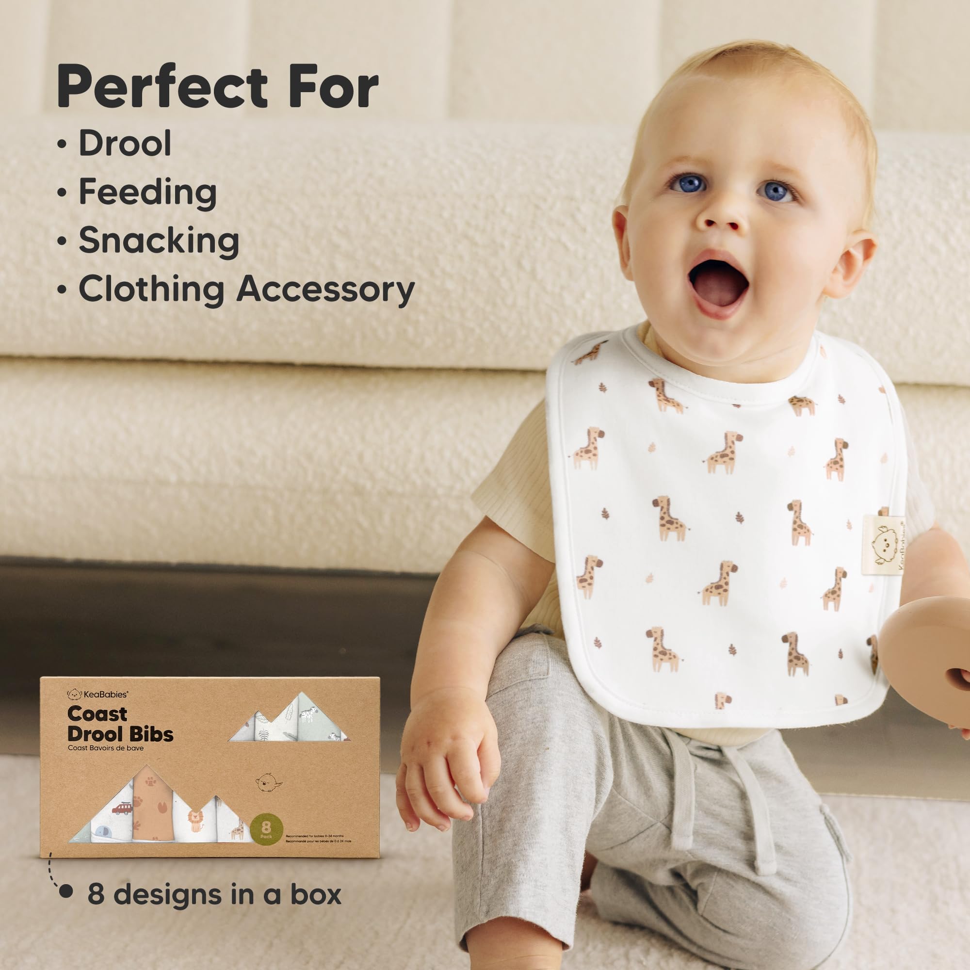KeaBabies 8-Pack Organic Baby Bibs for Boys, Girls Drool Bibs (Wilderness)