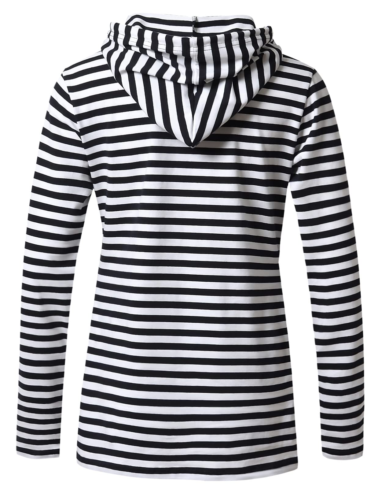GINKANA Women's Nursing Pullover Hoodie Long Sleeves Sweatshirt Maternity Casual Nursing Top,Black with White Stripes,L