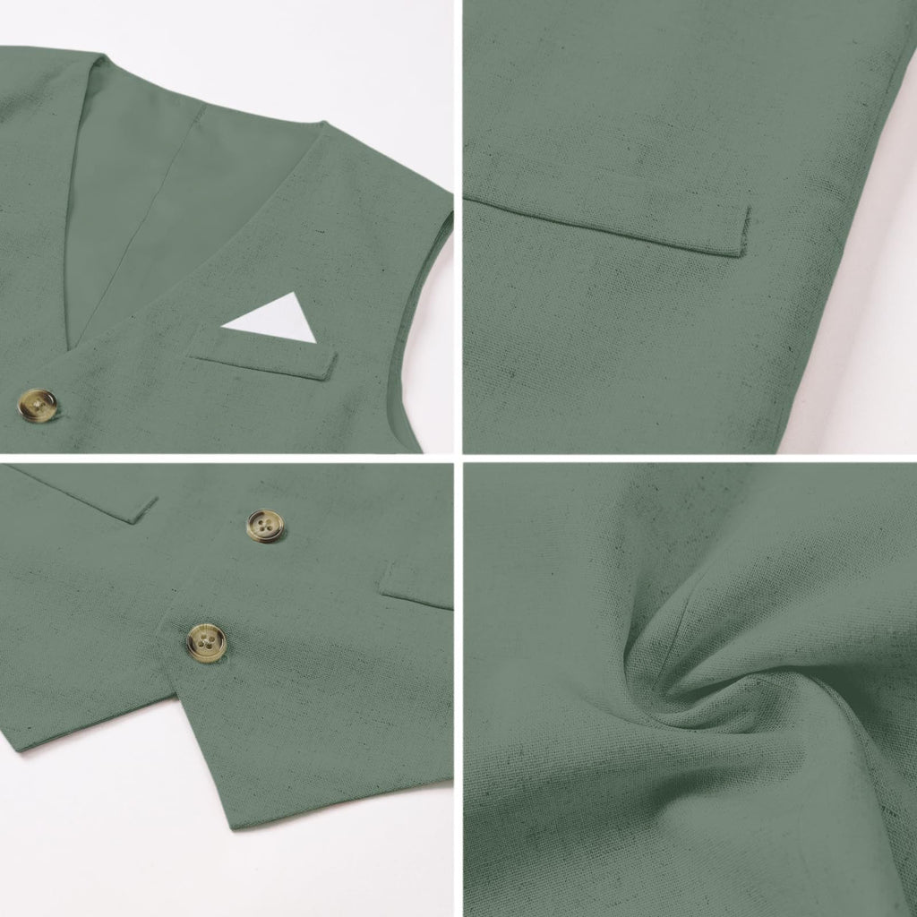 SANGTREE Boys Cotton Linen Formal Suit Green Herb 4-5T=Tag 130