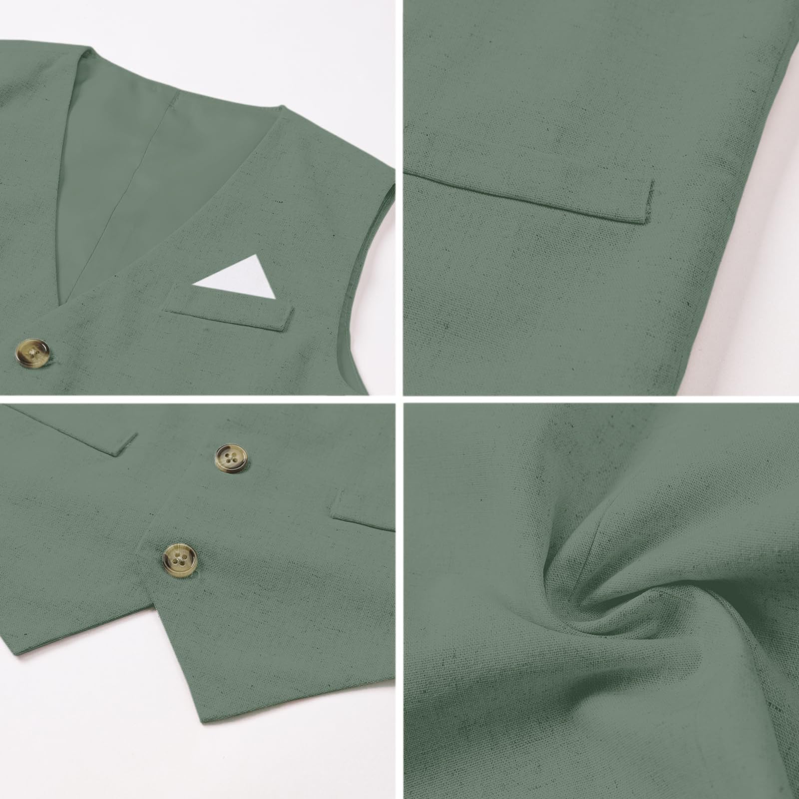 SANGTREE Boys Cotton Linen Formal Suit Green Herb 4-5T=Tag 130