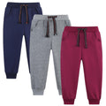 Funnymore Kids Toddler Boys Pants Clothes,3 Pack Pull On Fleece Jogger Sweatpants Dark Grey/Navy/Burgundy 3t
