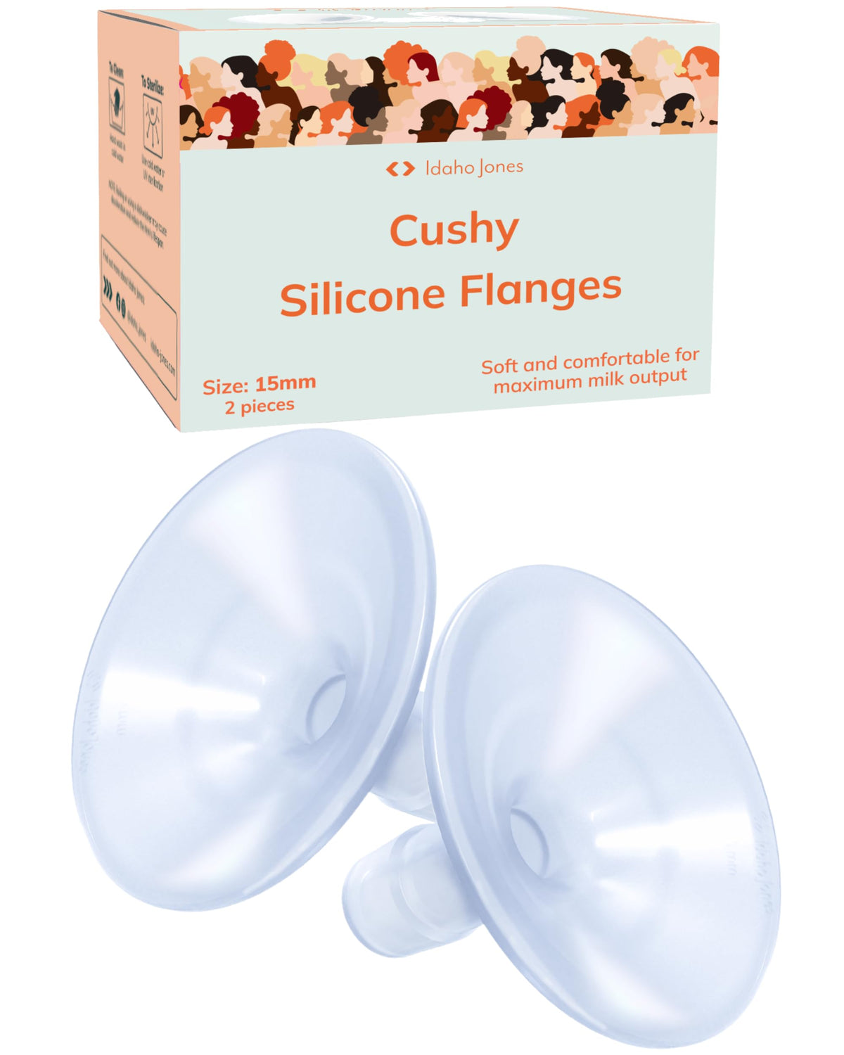 Cushy Silicone Breast Pump Flanges, Breast Shields - 30mm (2 Pack) - Replacement Pump Parts - IBCLC Recommended - Ideal for Elastic Nipples - Fits Medela, Lansinoh - Spectra, Motif Needs Adapter