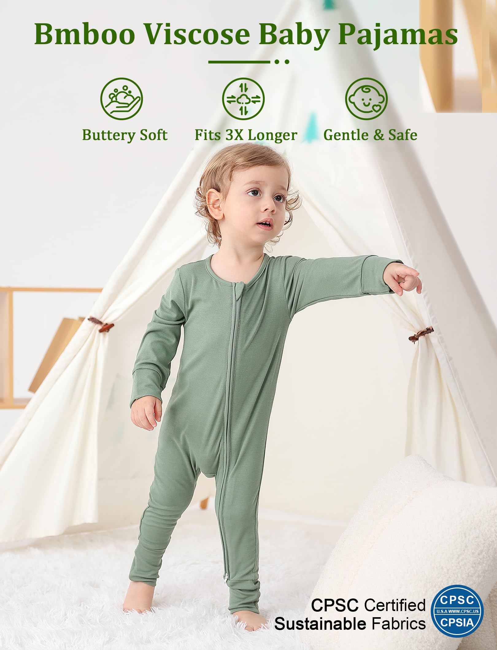 JunNeng Viscose from Bamboo Baby Boy Sleeper Pajamas with Mitts 12-18M