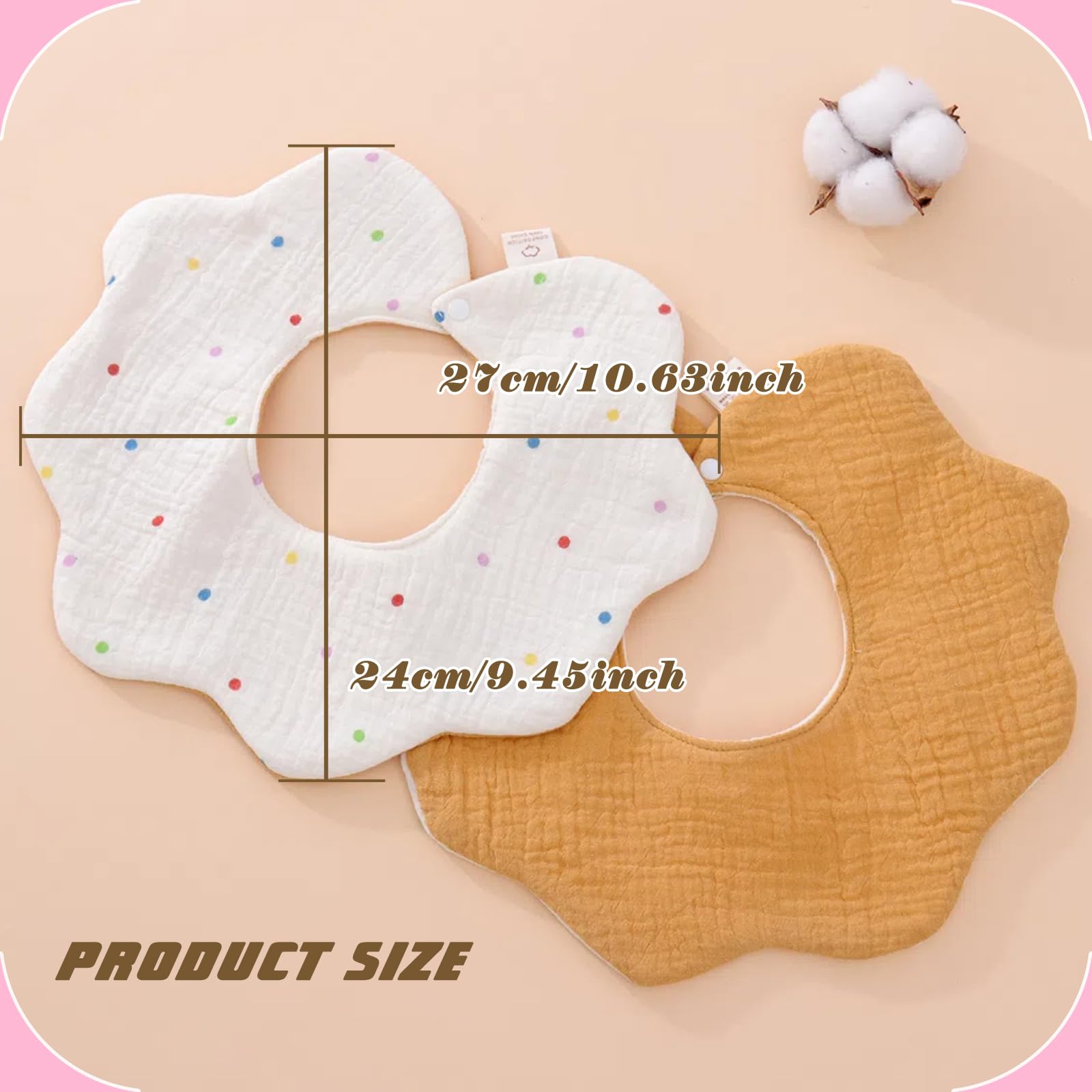 DOSMINE Organic Cotton Muslin Baby Bibs Waterproof Reversible Drool Bibs