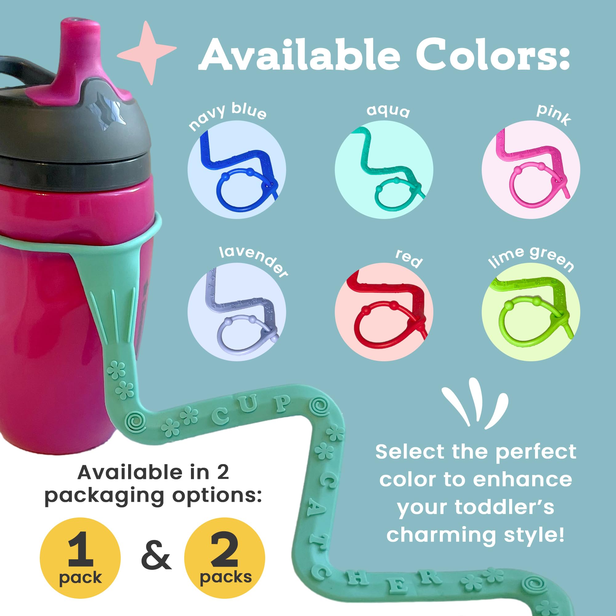 Brilli Baby Cup Catcher Patented Safety Tether Strap, Attach Sippy Cups, Bottles, Pacifiers & More to Stroller, High Chair, Car Seat, Made in USA, Food Grade, Dishwasher Safe, Lime/Lime