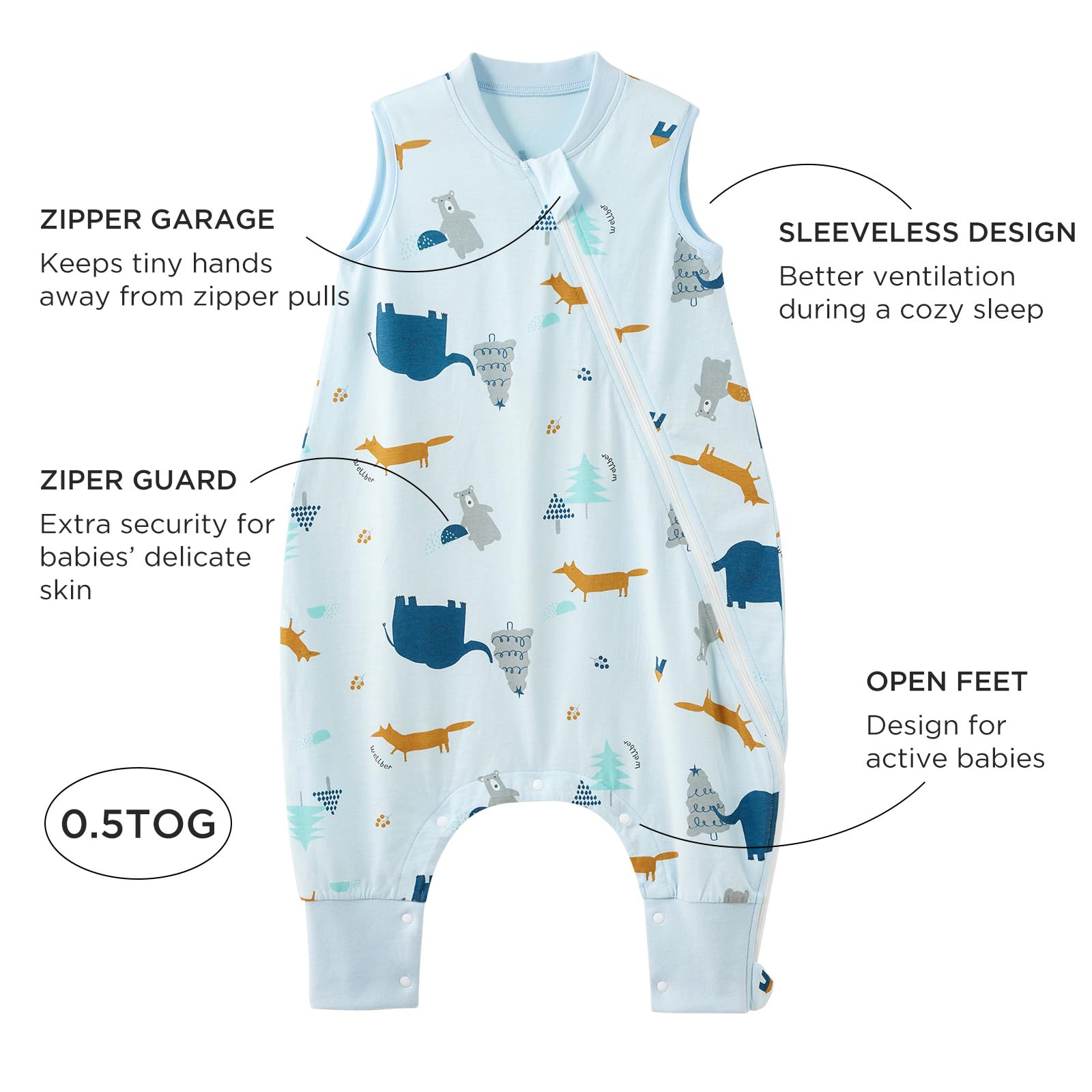 Duomiaomiao 2 Pack 0.5 TOG Toddler Sleep Bag 12-24 Months 100% Cotton Lightweight Baby Sleep Sack with Feet, Breathable Comfy Toddler Wearable Blanket