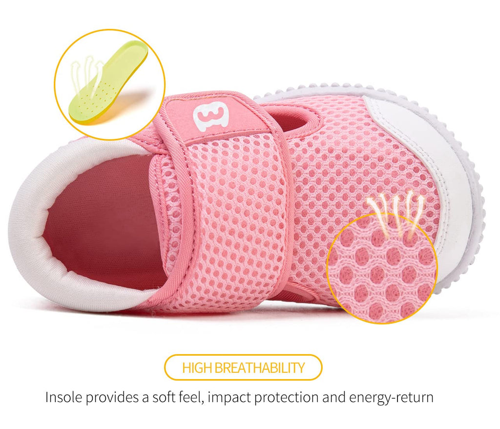 BMCiTYBM Toddler Walking Shoes Baby Boy Girl Barefoot Sneakers Pink Size 8