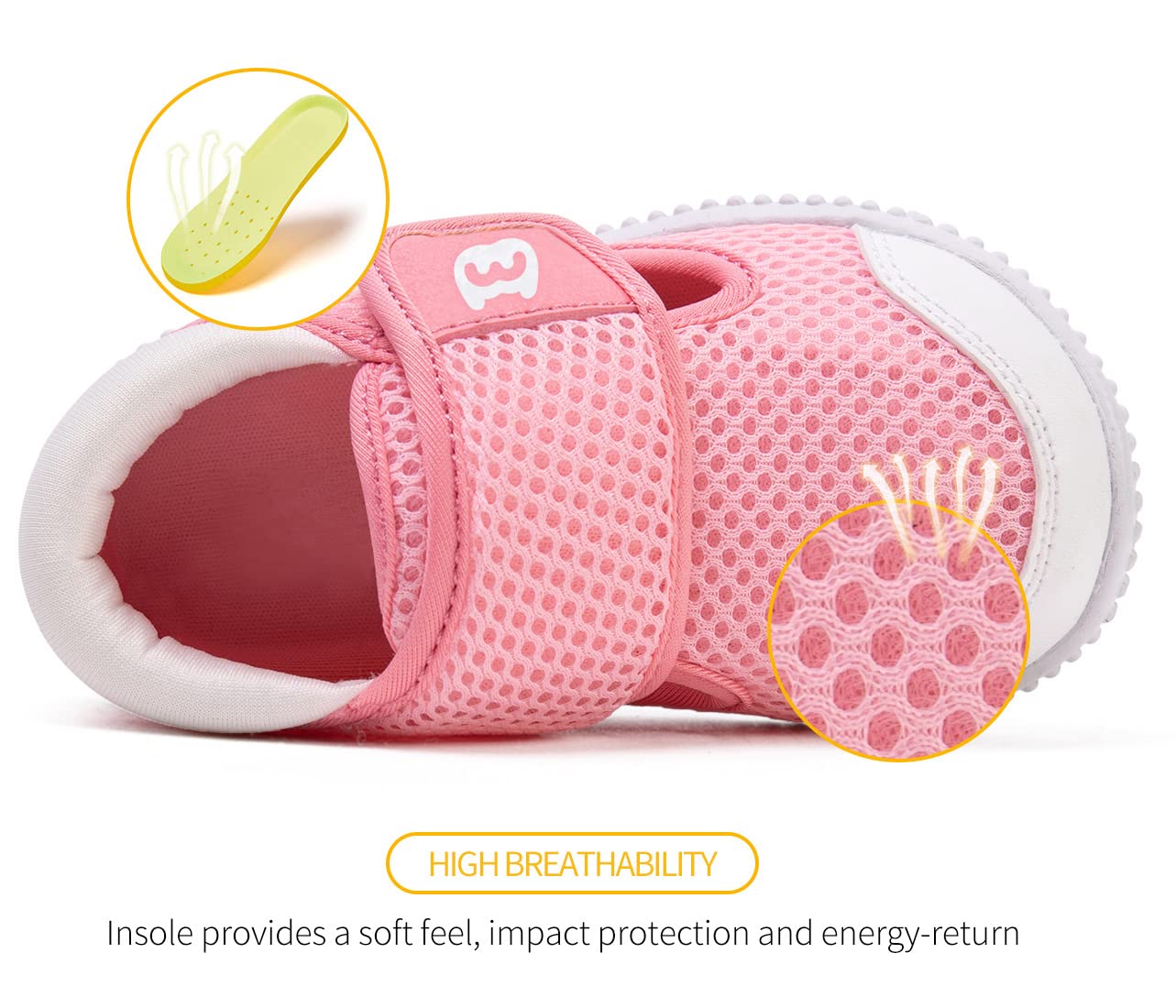 BMCiTYBM Toddler Walking Shoes Baby Boy Girl Barefoot Sneakers Pink Size 8