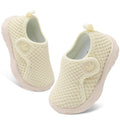 FEETCITY Lightweight Baby Sneakers Boys Girls Baby First Walking Shoes Breathable Toddler Slip On Sneakers Beige
