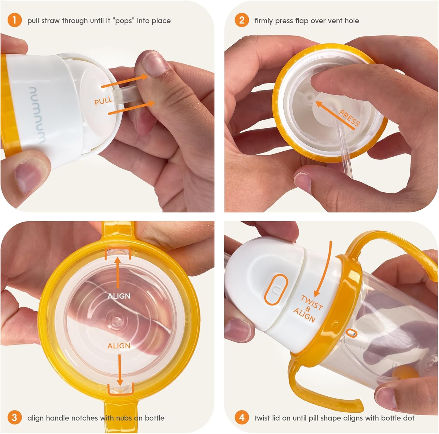 NumNum Baby Straw Cup Weighted Sippy Cup 6-12 Mo, 1-Pack Orange