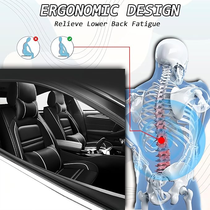 PACKMACH Car Seat Covers for Ford Transit 2014-2024 | 5-Seats Seat Covers, Waterproof Seat Protectors, Automotive Seat Covers (Full Set with Pillow,Black&White Line)