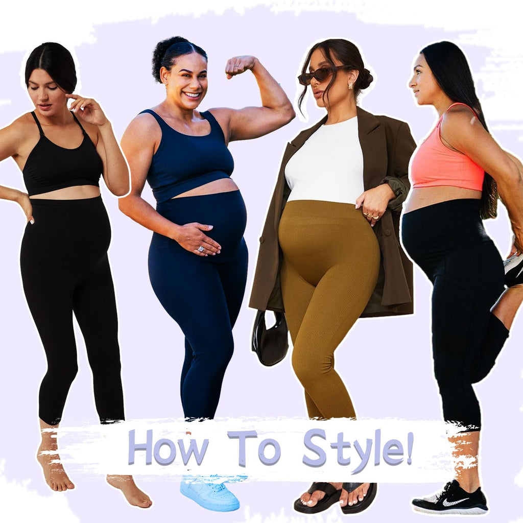 GROTEEN 3 Pack Maternity Capri Leggings with Pockets Over Belly Yoga Pants