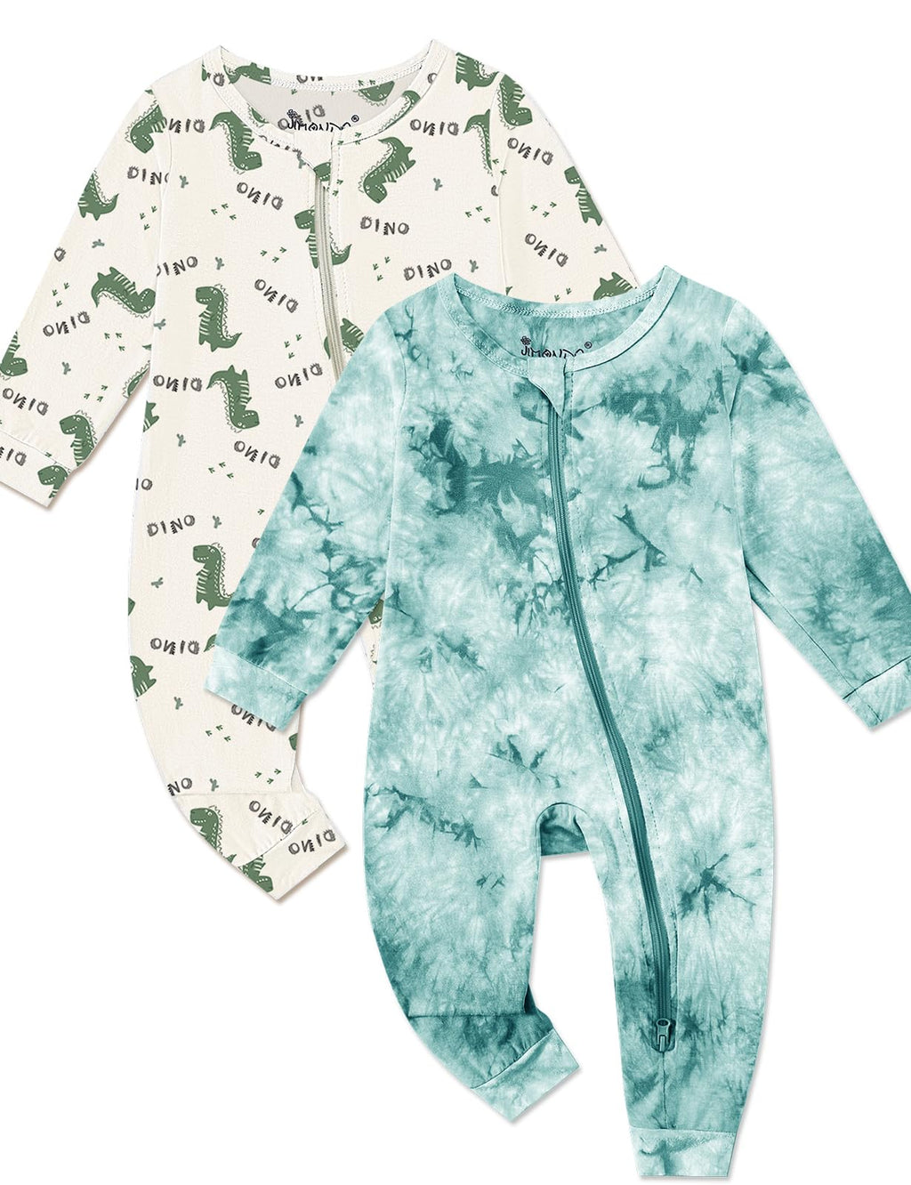 Jimonda Baby Girl Boys Bamboo Rayon Pajamas,Footless Pjs(Dino&Green,12-18 M)