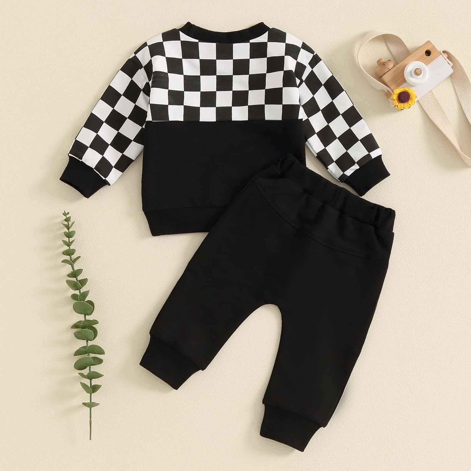 Lucikamy Toddler Baby Boy Fall Outfits Long Sleeve Crew Neck Pullover Sweatshirt + Jogger Pants Set Infant Winter Clothes (C-Black White, 3-4 Years)