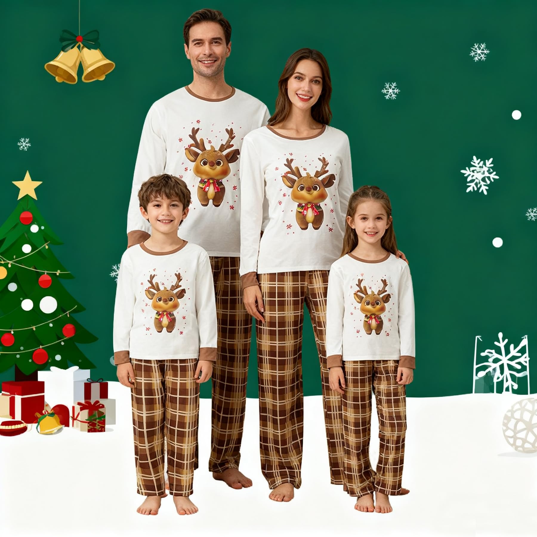Awoscut Family Christmas Pajamas Matching Pajamas for Family, Xmas PJs Sets Holiday Sleepwear (on-19, Dad, 2XL)