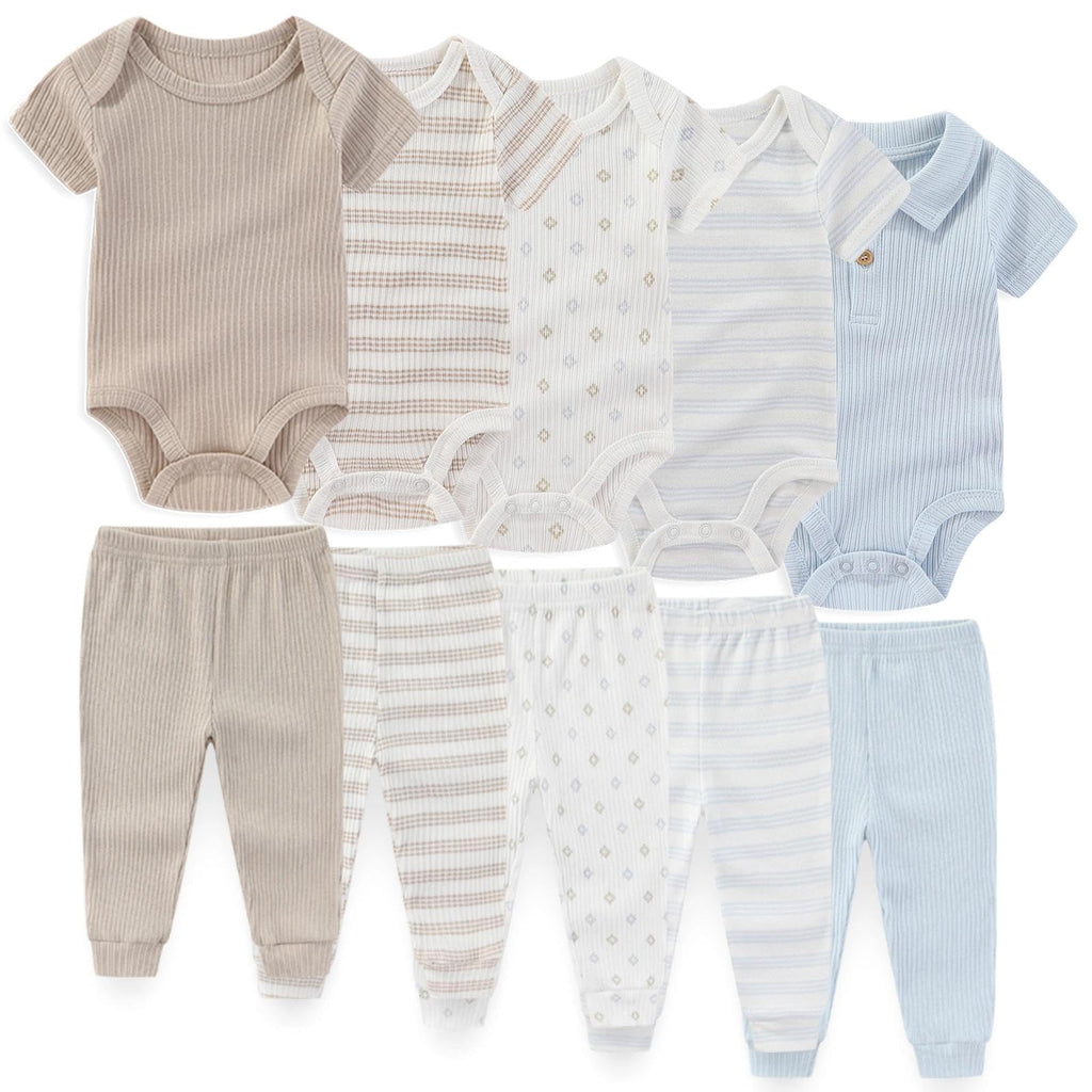 JELYLOVE 10 Pack Baby Boy Girl Bodysuits And Pants Sets New Born Outfits