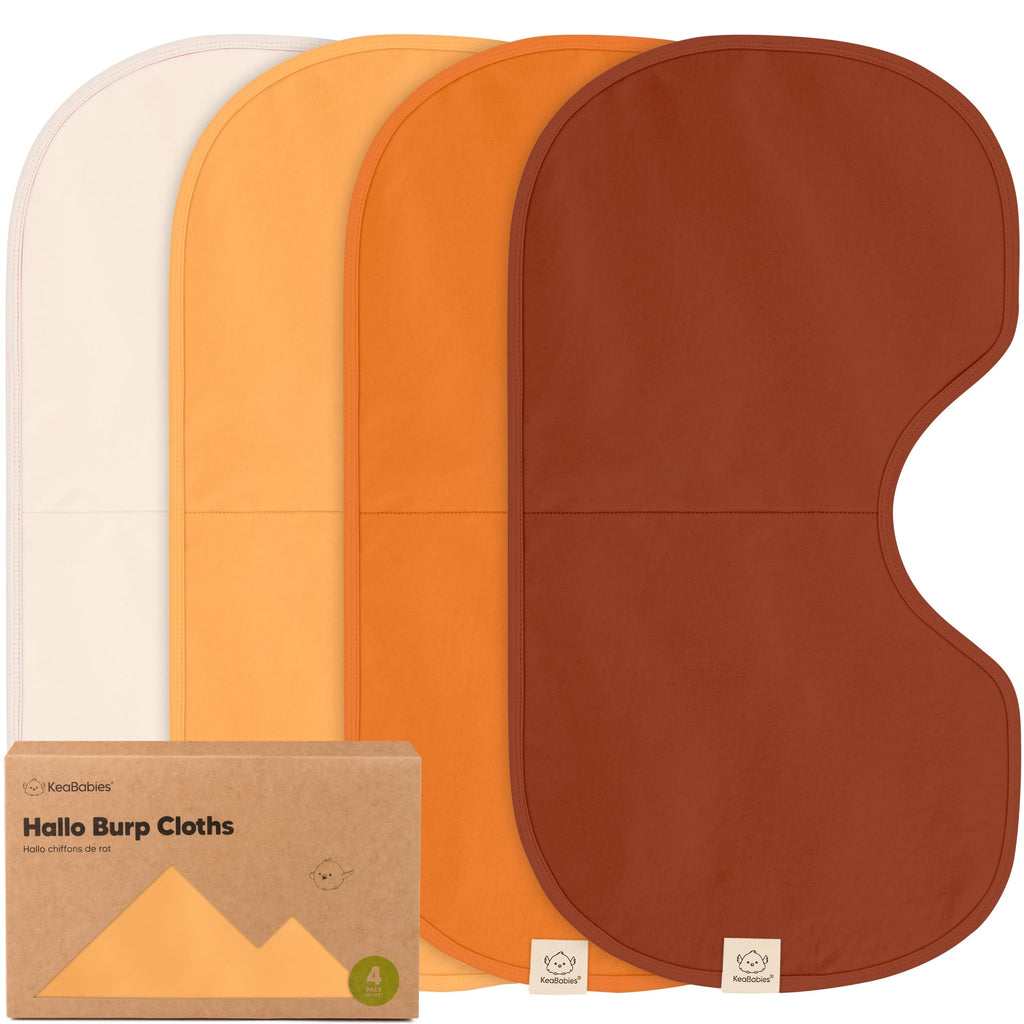 KeaBabies 4-Pack Baby Burp Cloths Baby Girl, Boy, Organic Cotton (Sahara)