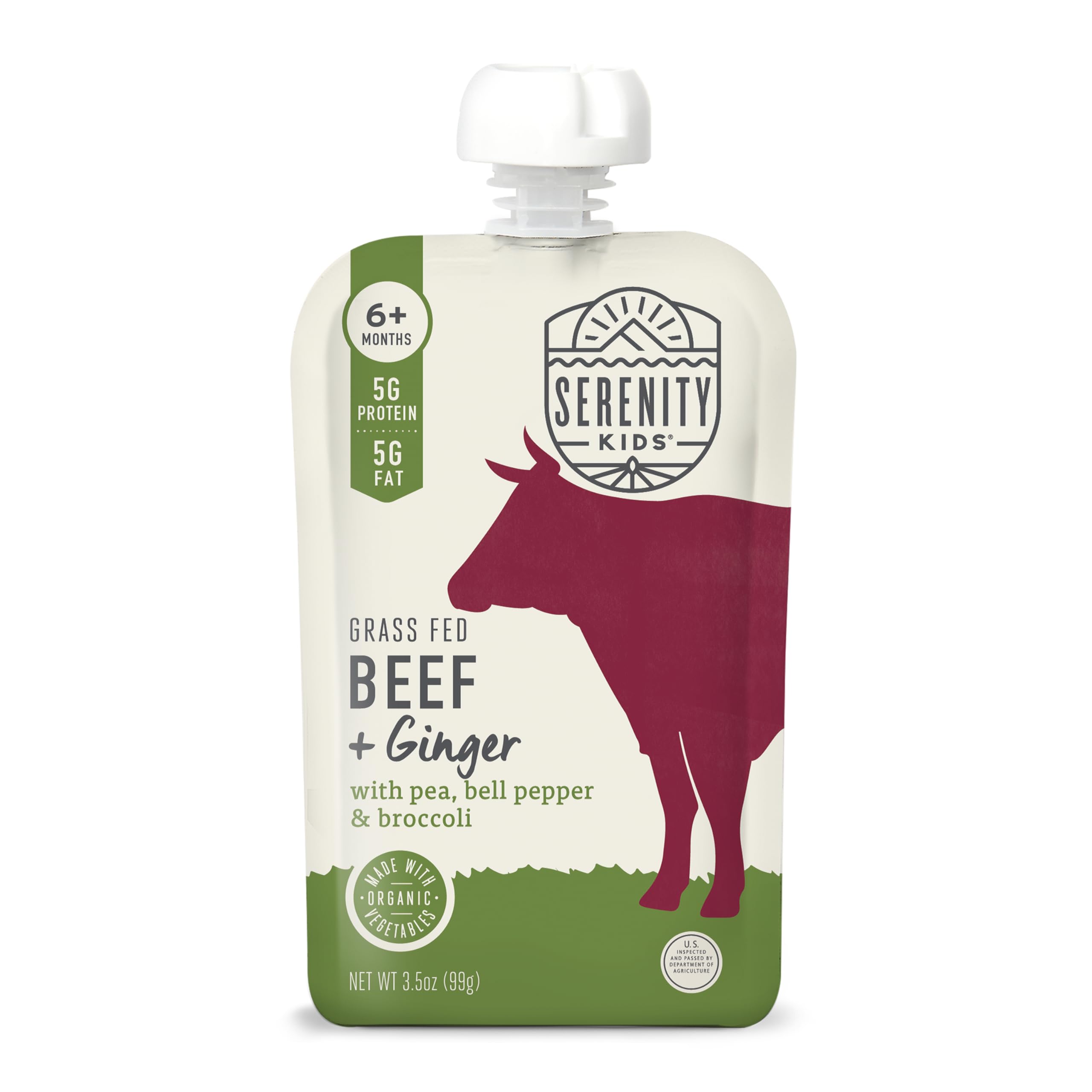 Serenity Kids Organic Baby Food Pouches, Beef & Veggie, 3.5 Oz, 12 Pack