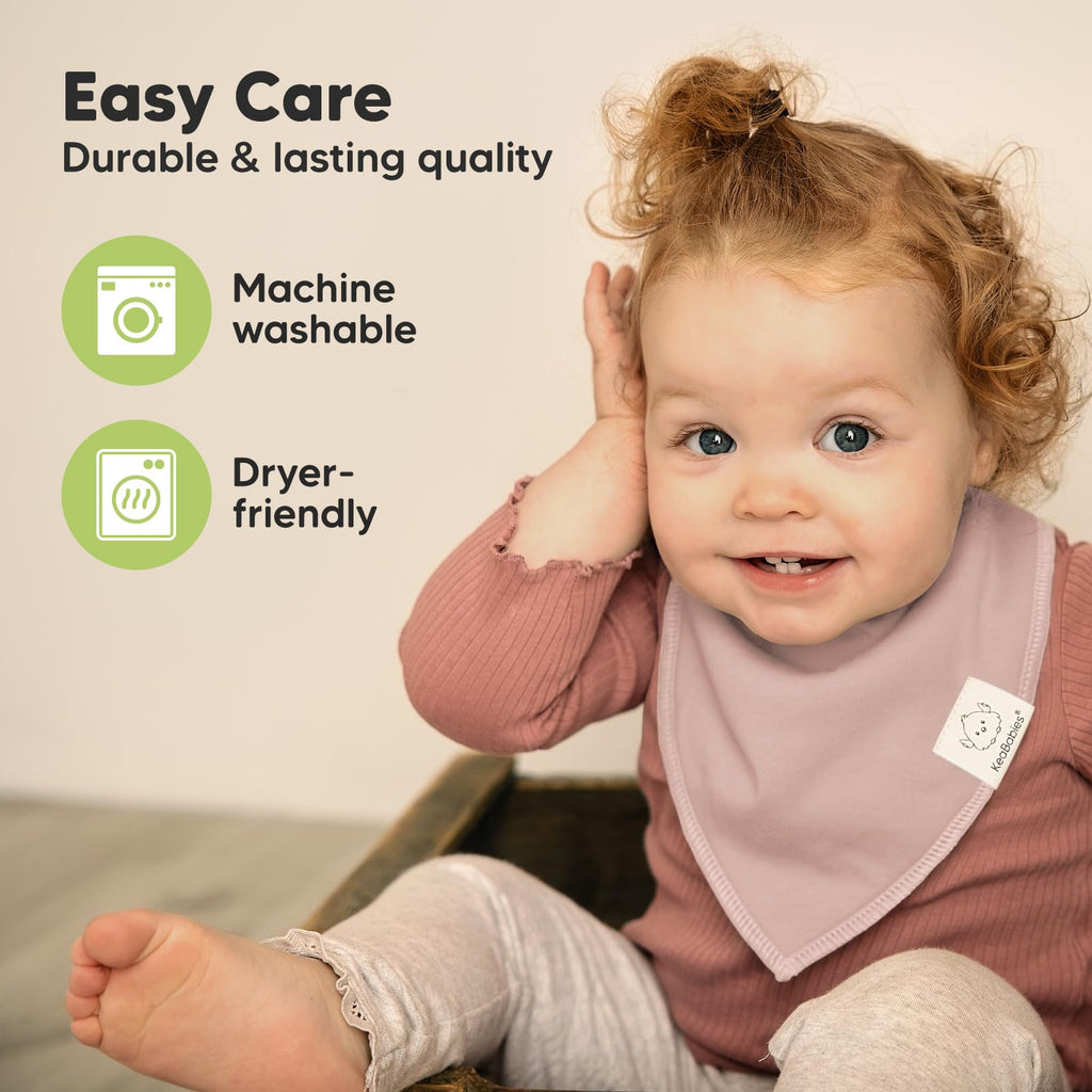 KeaBabies 8pk Organic Baby Bandana Bibs for Drooling and Teething (Mauve)