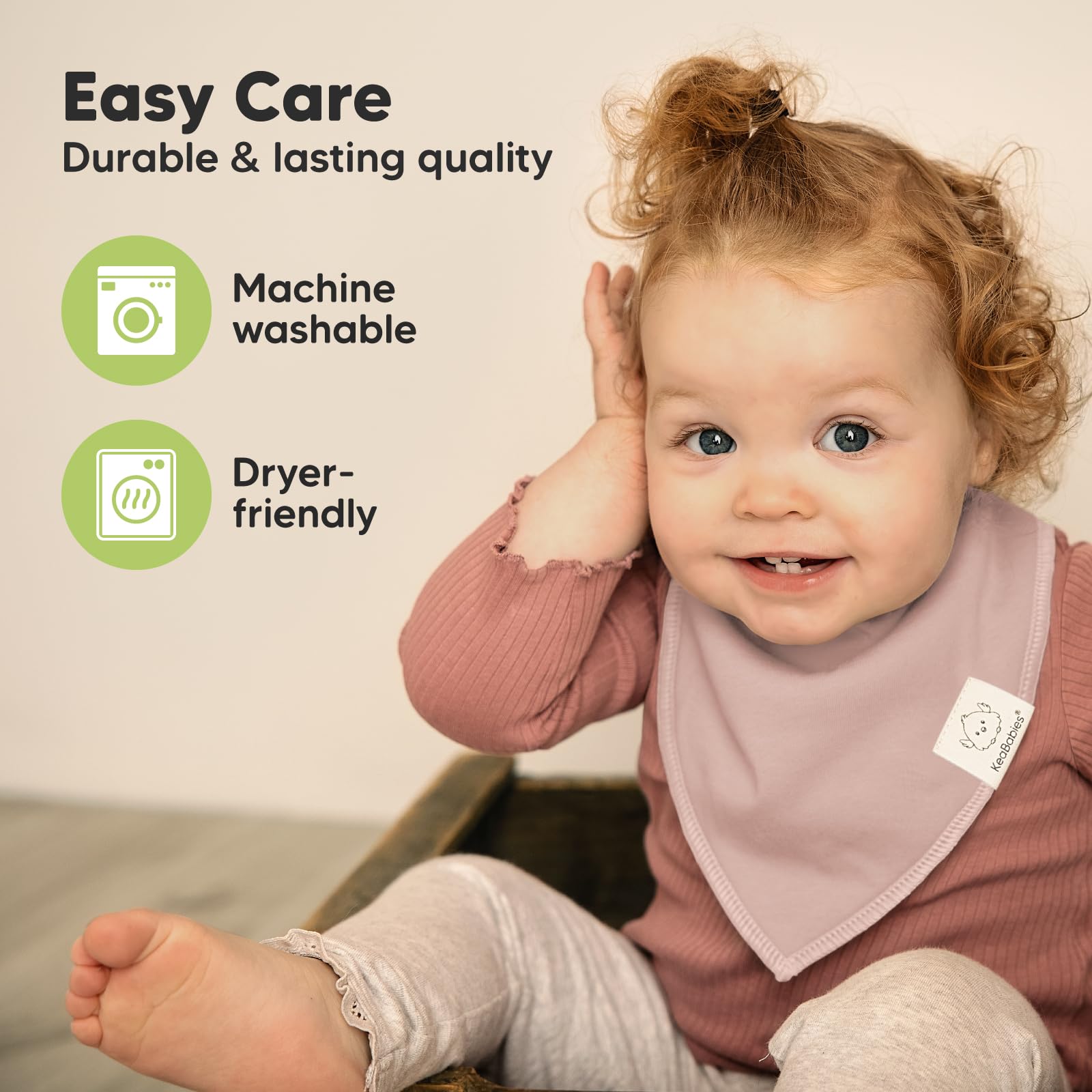 KeaBabies 8pk Organic Baby Bandana Bibs for Drooling and Teething (Mauve)