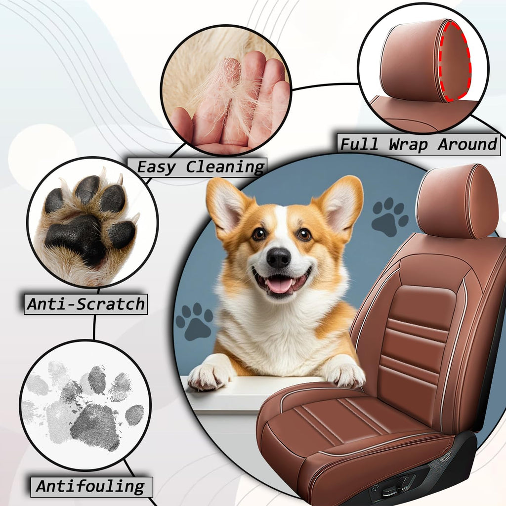 PACKMACH Car Seat Covers for Honda Accord 2003-2025 | 5-Seats Seat Covers, Waterproof Seat Protectors, Automotive Seat Covers (Full Set with Pillow,Coffee)