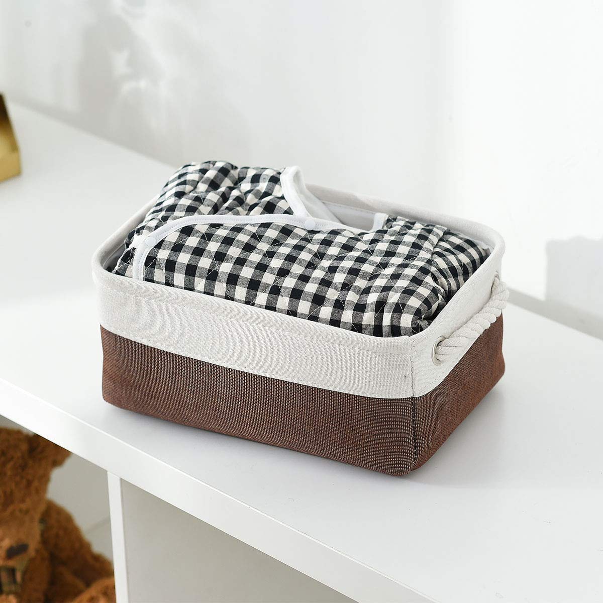 Sacyic Small Storage Baskets for Shelves,Fabric Storage Baskets for Closet,Rectangular Collapsible Baskets for organizing Clothes,Books,Gifts