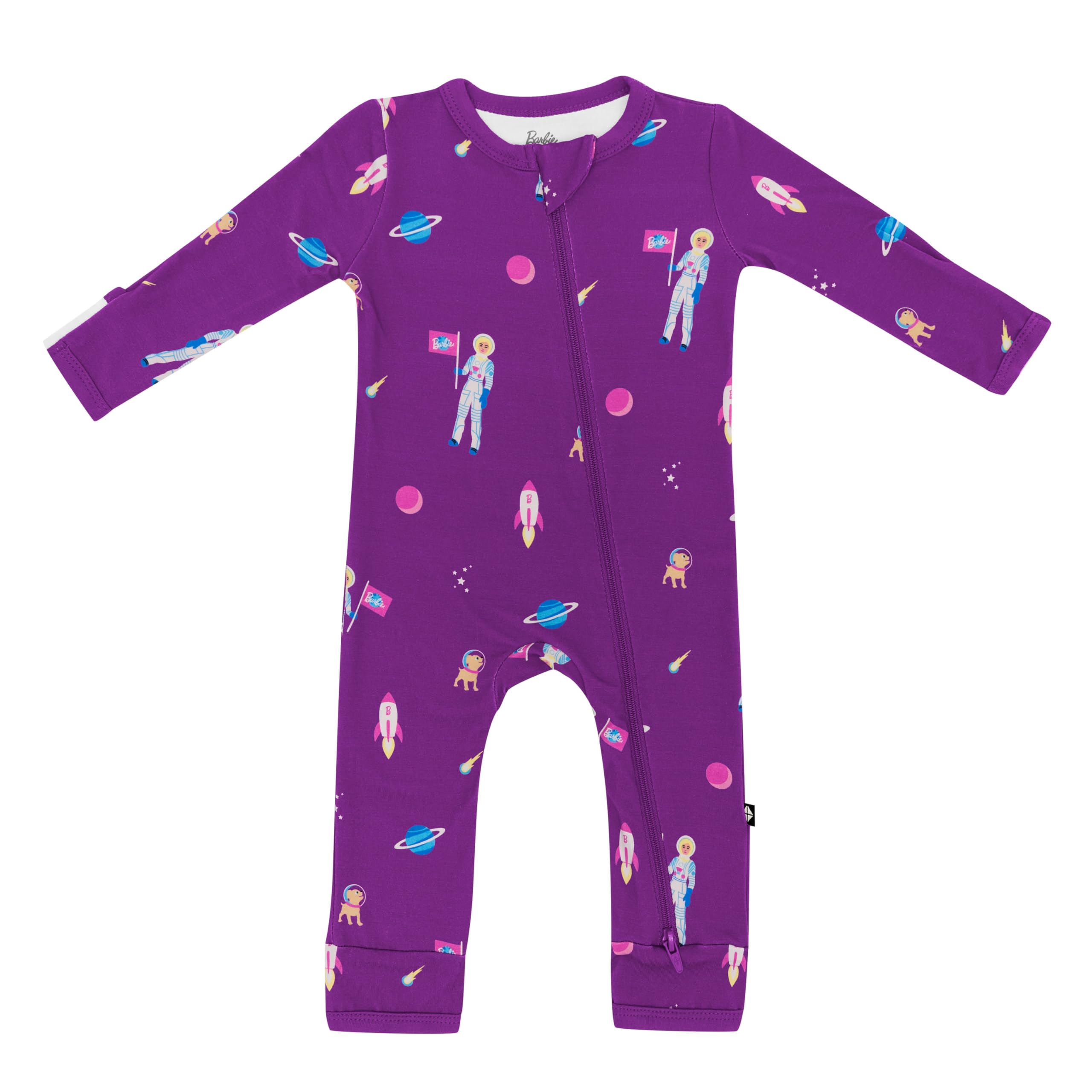 KYTE BABY Infant and Toddler Dual Zipper Romper, Ultra-Soft Rayon Made From Bamboo Sleeper, Boys and Girls Pajamas (12-18 Months, Barbie™ Astronaut)
