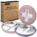 SPMKTQK 3 Pack Stainless Steel Kids Plates, Suction Divided, Baby Feeding