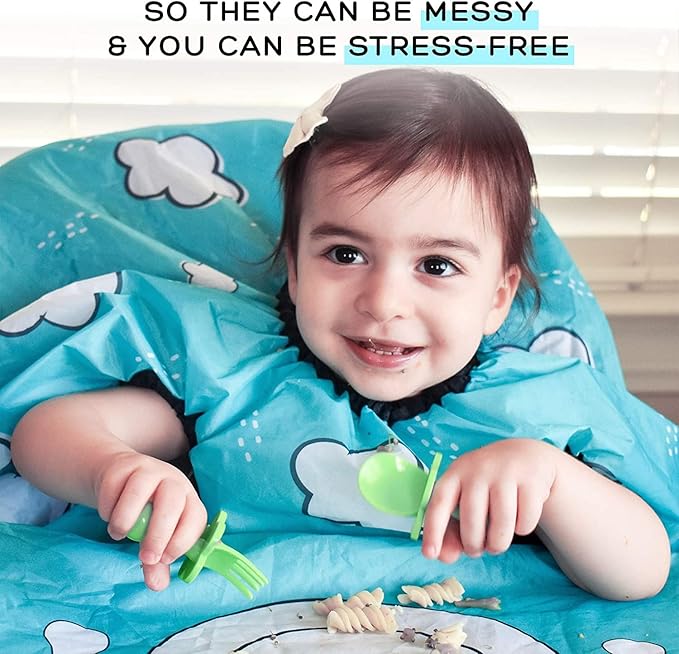 grabease Allover Waterproof Bib for Self-Feeding Infants and Toddlers, Machine Washable, Ages 6-24 Months
