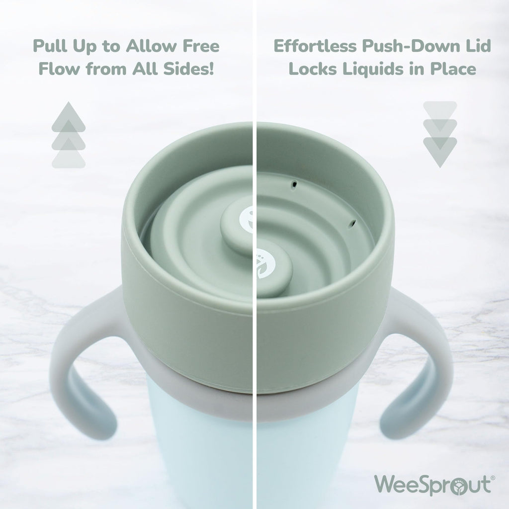 WeeSprout Baby Training Cup - Silicone Sippy Cup with Removable Handles for Weaning Off Bottle - Transition Spill-Proof Toddler Cups - No-Spill Design (Pastel Pink/Hot Pink/Light Gray)