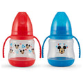 Disney 2 Pack 7 Ounce Baby Bottles with Character Prints and Colored Covers with Double Handle - BPA Free and Easy to Clean