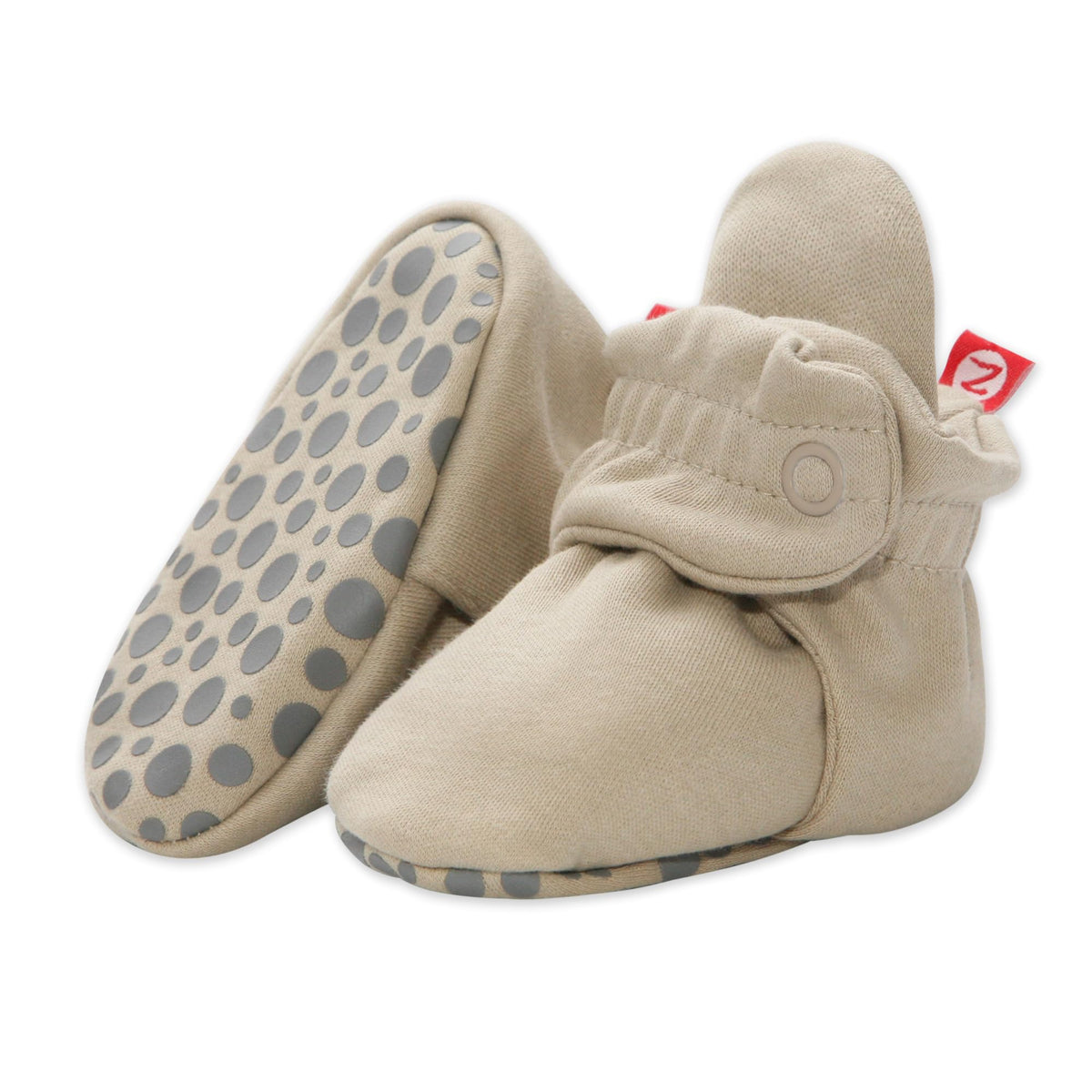 Zutano Organic Cotton Baby Booties With Gripper Soles, Soft Sole Stay-on Baby Shoes, Mushrooms, 18M
