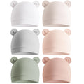 Konssy 6-Pack Baby Newborn Hats with Bear Ears Set