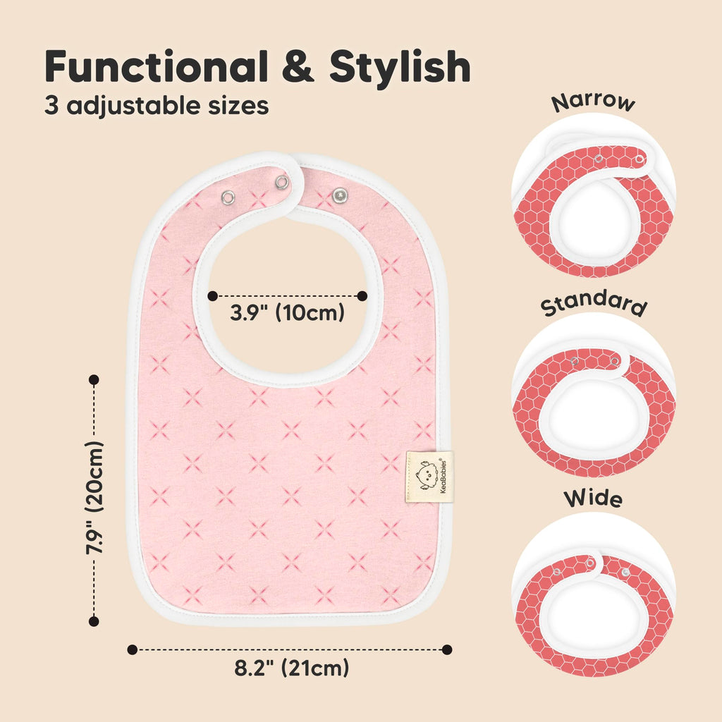 KeaBabies 8-Pack Organic Baby Bibs for Boys, Girls Drool Bibs (Blush)